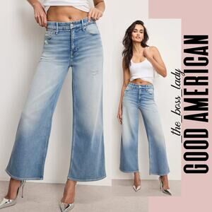 Good American jeans Good Skate Wide Cropped high rise pants 2